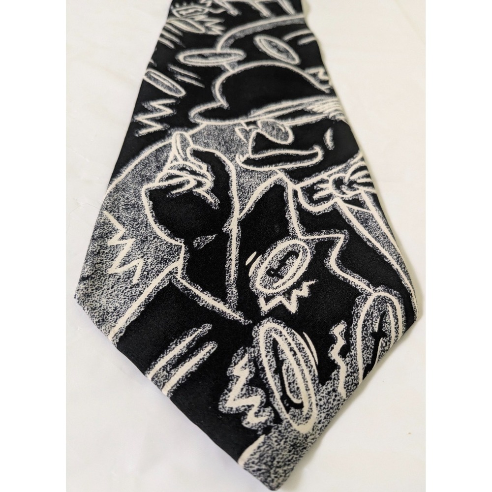 Apple Corps Limited Men's Tie Beatles Taxman White on Black 100% Silk 58 x 4